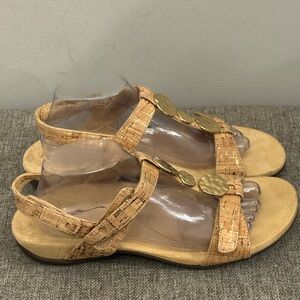 Vionic Farra Cork Slingback Sandal Gold Medallion Size 10